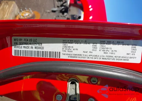 2020 Ram 2500 Power Wagon 4X4 6'4 Box z USA, uszkodzony, nr VIN 3C6TR5EJ4LG297928